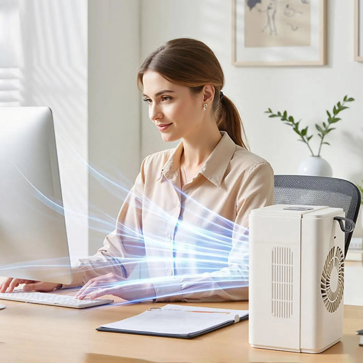 Rechargeable Misting Desk Fan – 2-Speed, Time Display, 500ml Misting Desk Fan Axl