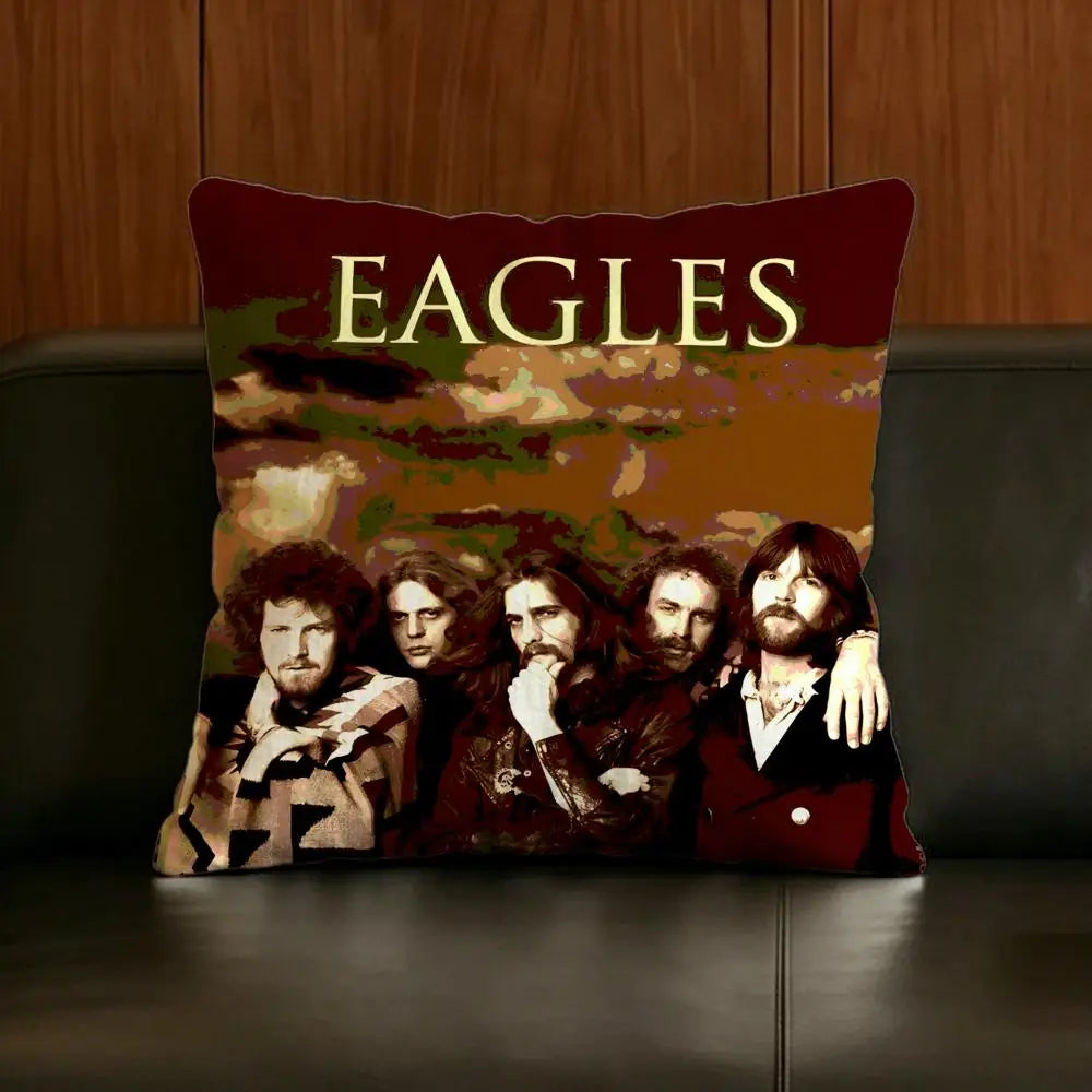 Eagles Band Linen Cushion Cover | Sofa Pillow Case Multi-Size Decorative Cushion Cover Axl White3 50X50cm