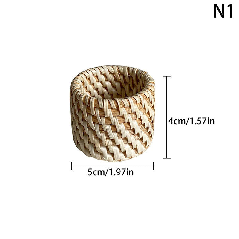 Handmade Rattan Napkin Rings | Rustic Woven Table Decor Rattan Napkin Rings Axl 1