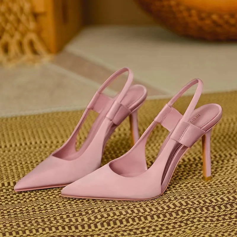 YBQJOO Slingback Stiletto Pumps | Pointed Toe High Heels Women Stiletto Slingback Pumps Axl Pink 9cm 40