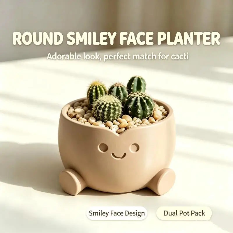 3D Printed Smiling Figure Mini Planter Pot | Cute Desk Décor Mini Planter Pot Axl A2