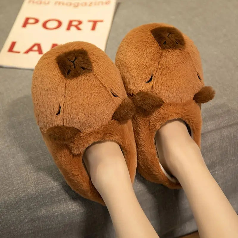 Lorilury Capybara Slippers – Fluffy Faux Fur Women's Slides Novelty House Slippers Axl Capybara slipper ONE SIZE
