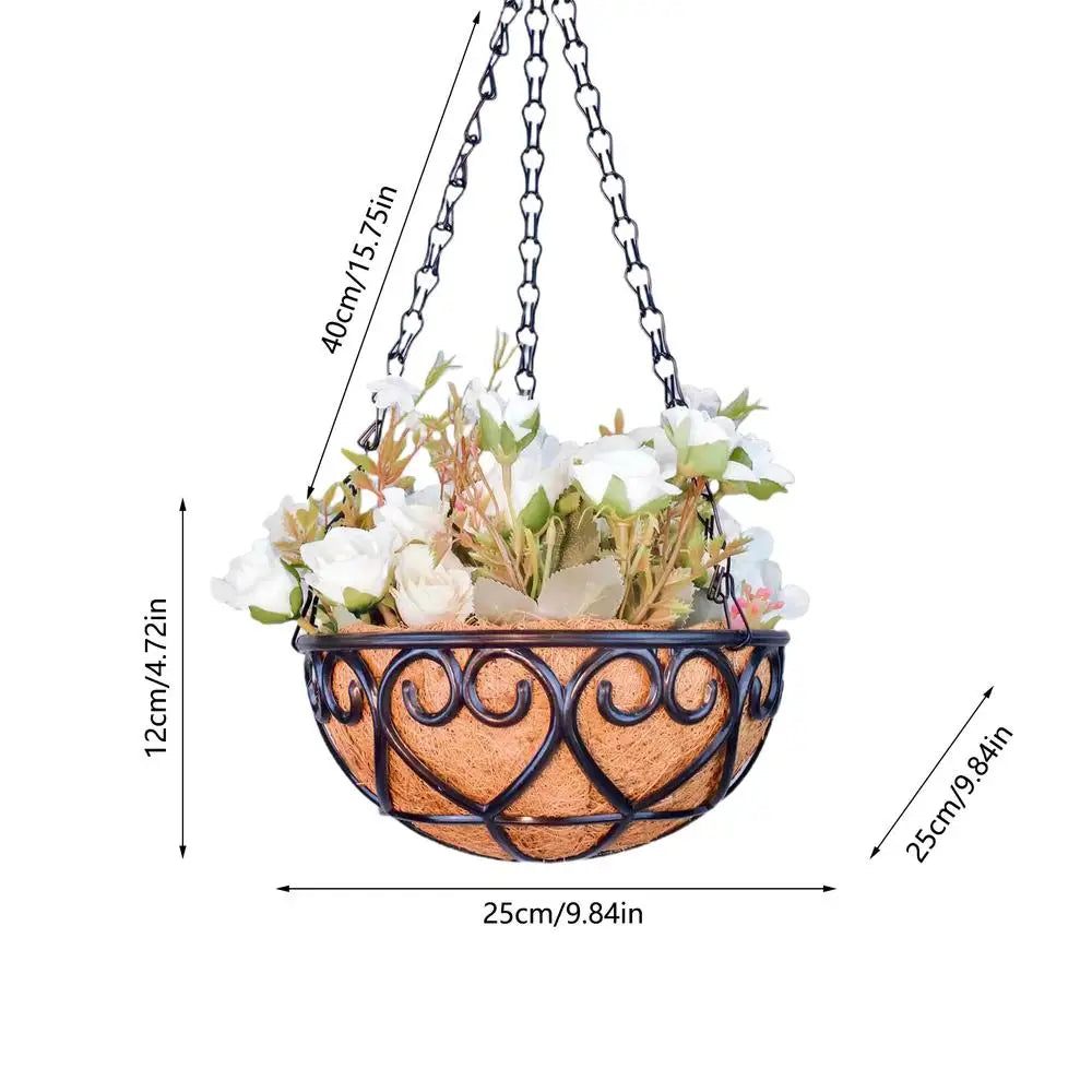 10-Inch Resin Hanging Basket Planter with Chain | Garden Decor Hanging Basket Planter Axl 10 inches
