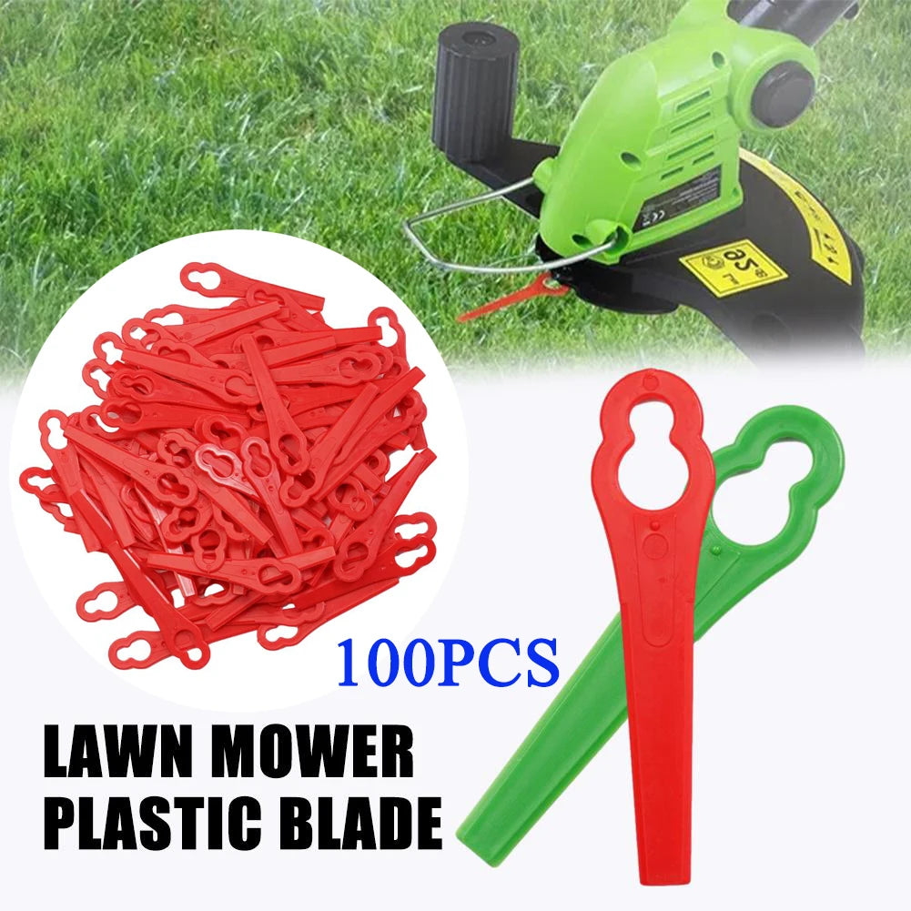 100-Pack Plastic Grass Trimmer Blades – Mower Replacement Parts Trimmer Replacement Blades Axl