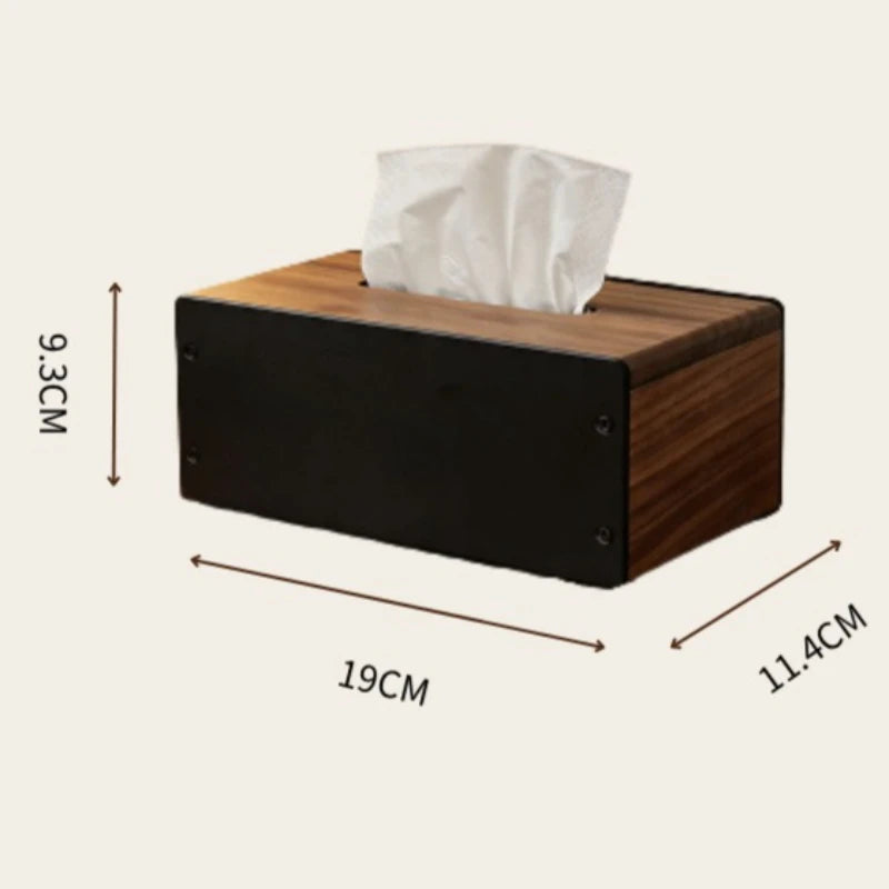 Wooden Vintage Tissue Box Cover – Black Walnut Napkin Case Tissue Box Cover Axl 19X11.4X9.3CM