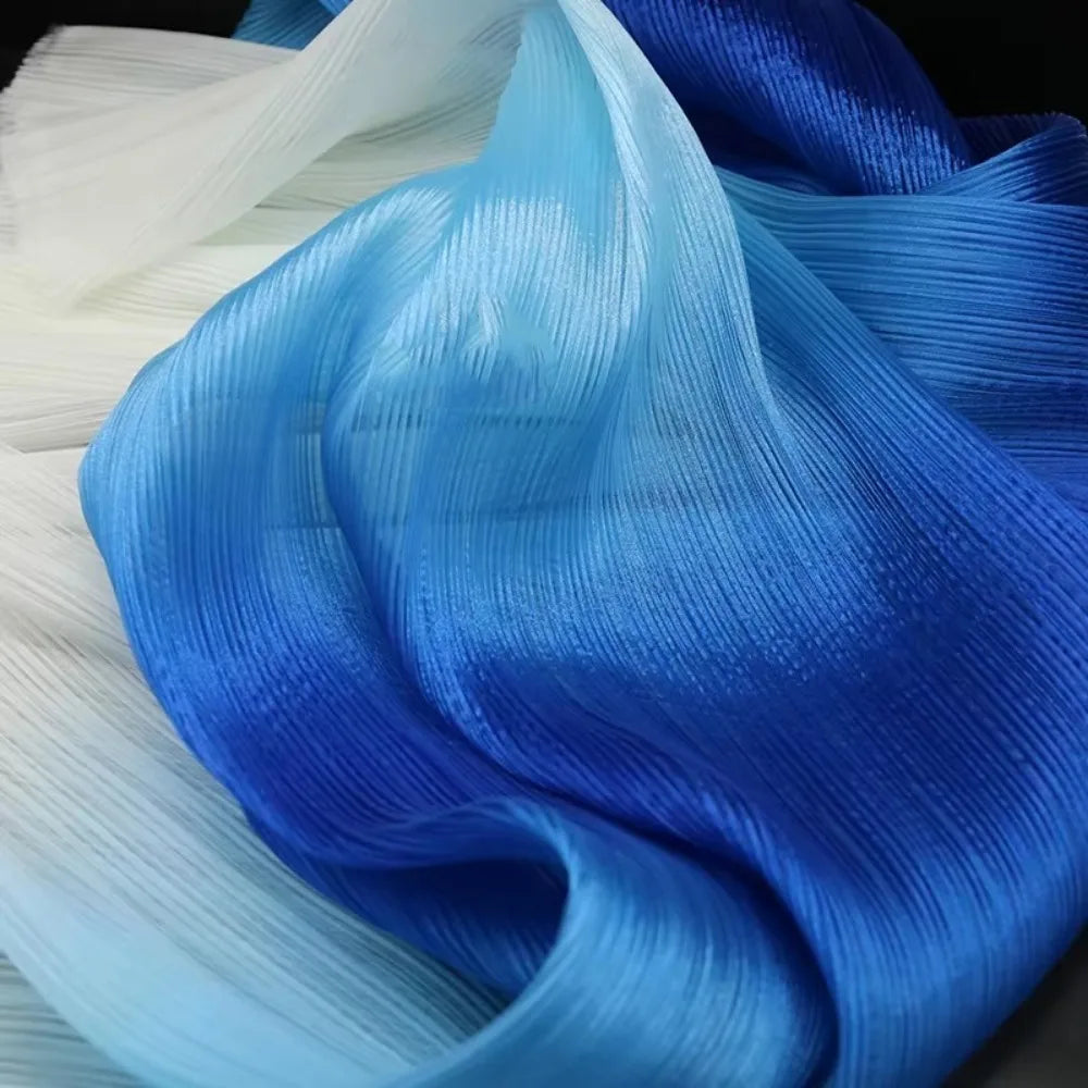 Gradient Pleated Organza Mesh Fabric – DIY Wedding Decor Organza Mesh Fabric Axl Blue