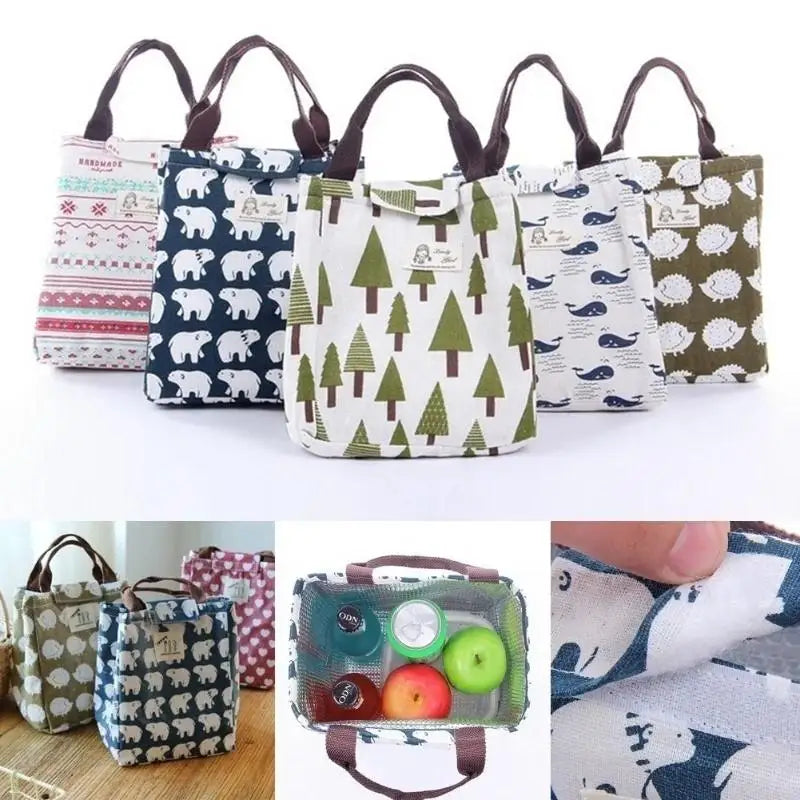 Cartoon Canvas Insulated Lunch Bag – Portable Cooler Tote Insulated Lunch Bag Axl