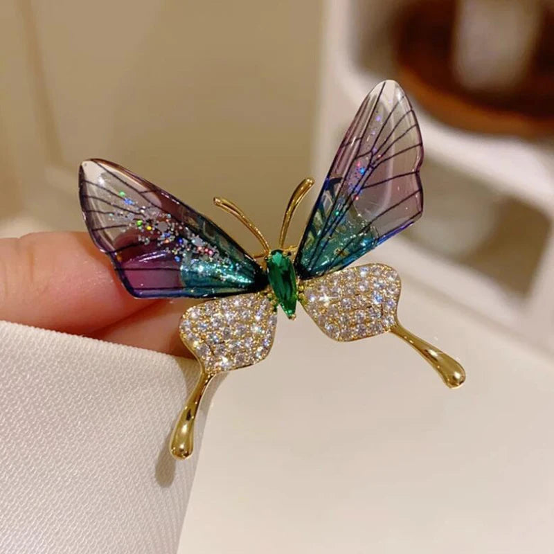 Acrylic Butterfly Brooch – Rhinestone Pearl Clothing Pin Butterfly Brooch Pin Axl