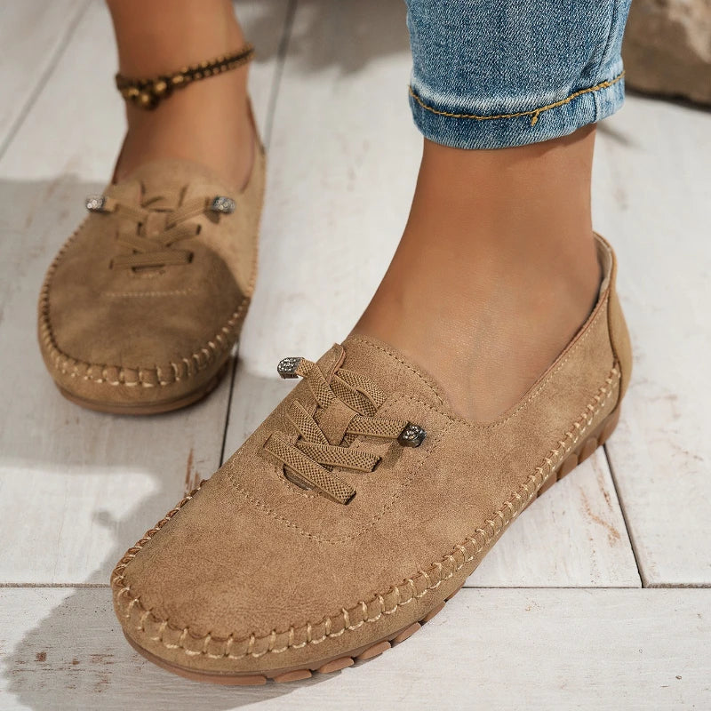 Women's Lace-Up Loafers – Soft Sole Lightweight Flat Casual Shoes Women's Flat Loafers Axl