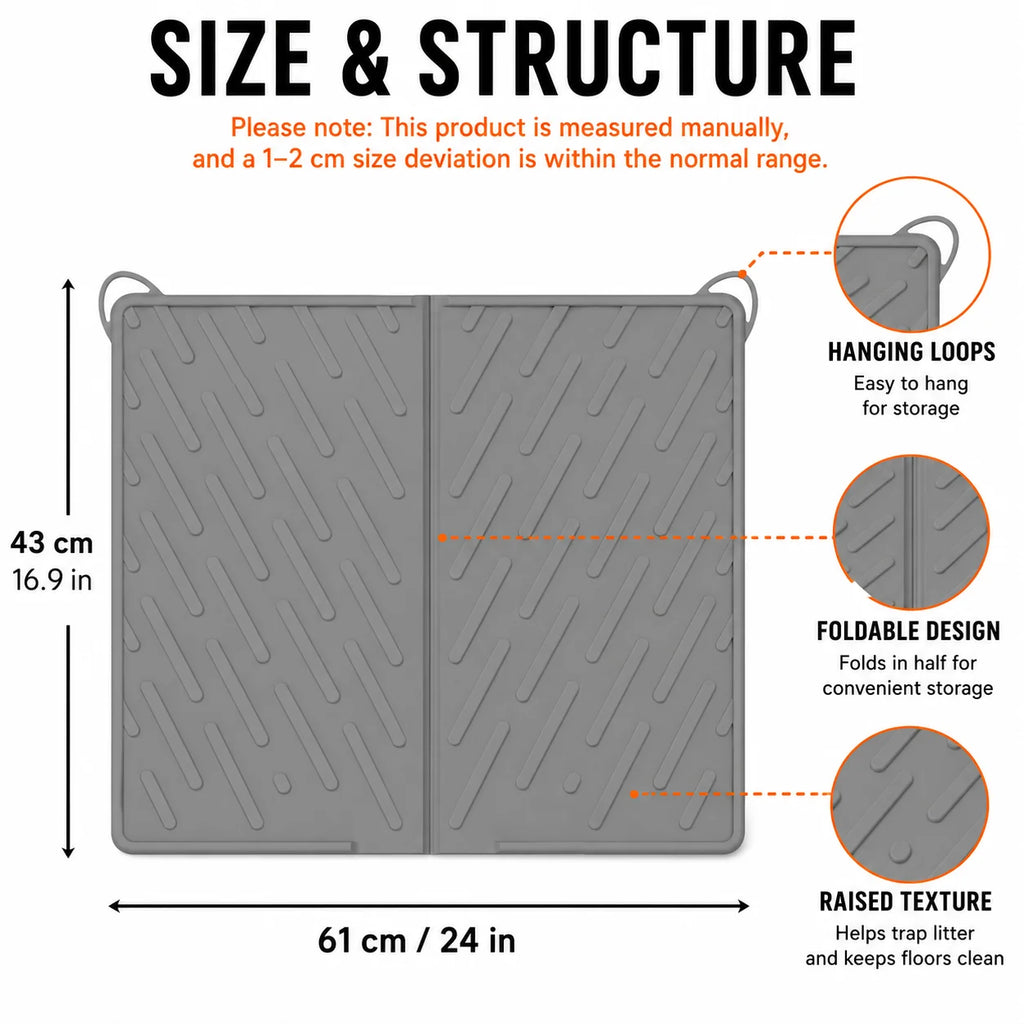Extra Large Silicone Cat Litter Mat – Foldable & Waterproof Cat Litter Mat Axl