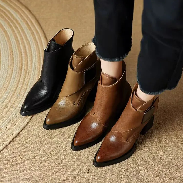 Women's Pointed Toe Block Heel Mid-Calf Boots | Street Style Women's Mid-Calf Boots Axl