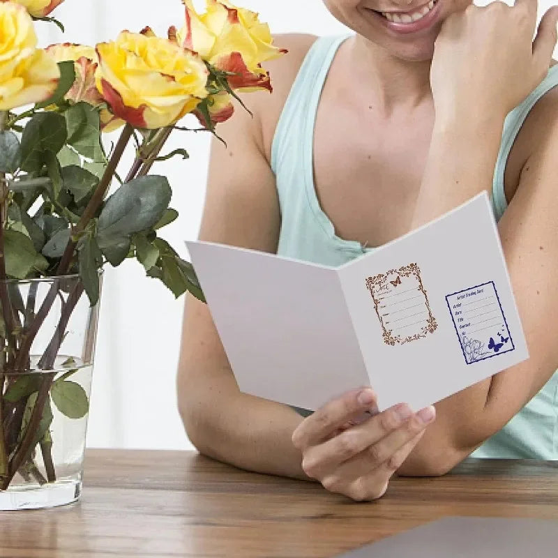 ATC Frames Clear Stamp – Vintage Butterfly & Flowers Journaling Clear Silicone Stamp Axl