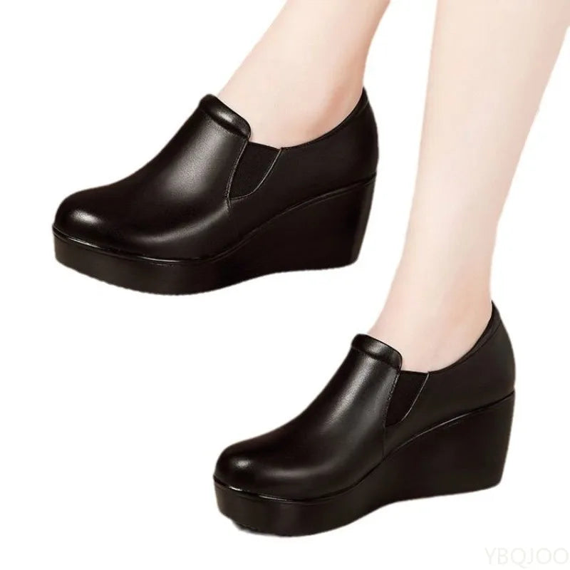 Women's Wedge Platform Loafers – Slip-On Casual Shoes Wedge Loafers Axl