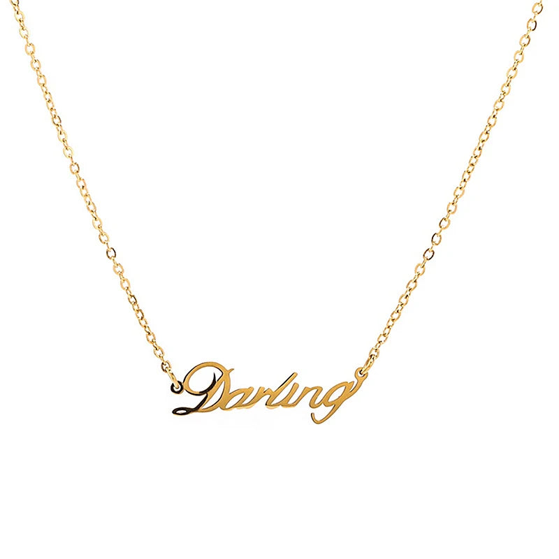 Women's Gold Letter Pendant Titanium Steel Necklace | Initial Initial Pendant Necklace Axl 1pc