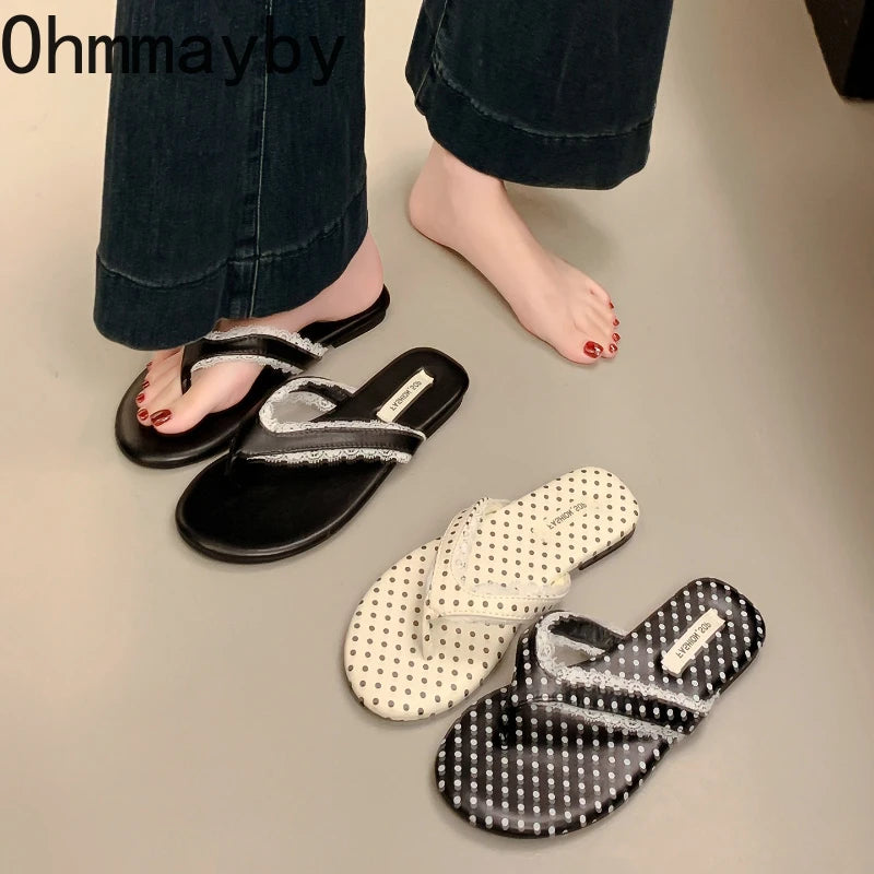 Women's Polka Dot Flip Flop Slides – Summer Beach Sandals Flip Flop Slides Axl