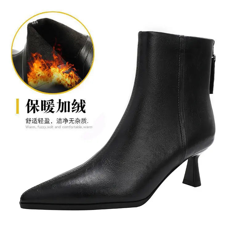 Women's Pointed Toe Stiletto Ankle Boots with Side Zip Stiletto Ankle Boots Axl Black velvet 39