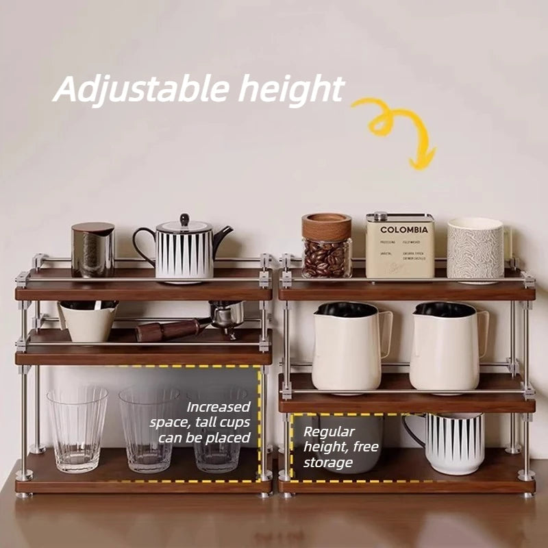 3-Tier Solid Pine Wood Desktop Storage Shelf Organizer Rack Wood Storage Shelf Axl