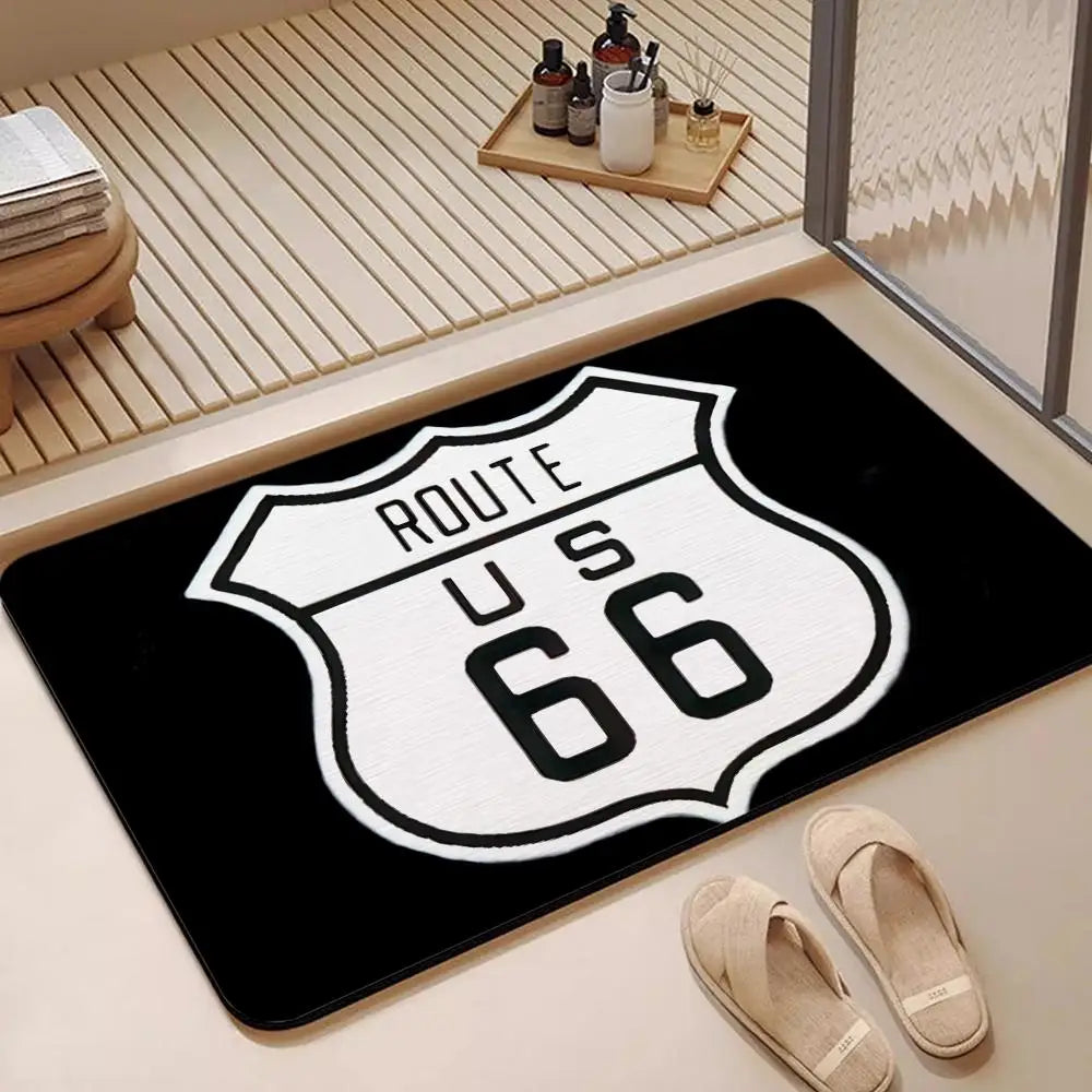 Route 66 Diatomite Bath Mat – Quick-Dry Anti-Slip Floor Mat Diatomite Bath Mat Axl