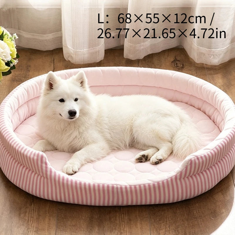 KEMORELA Cooling Ice Silk Pet Mat for Cats & Dogs | Breathable Cooling Pet Mat Axl Pink L