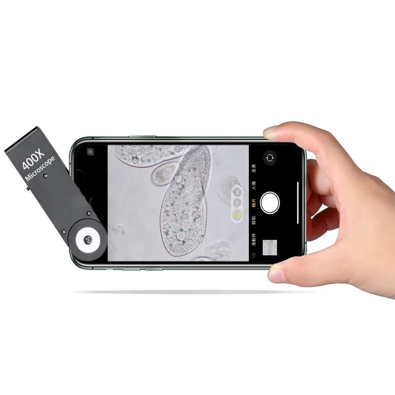 400X HD Smartphone Microscope with LED Light – Clip-On Magnifier Smartphone Microscope Axl