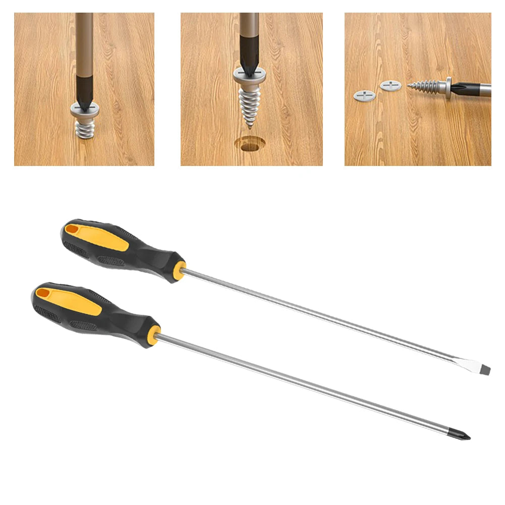 250mm Magnetic Screwdriver – Slotted & Cross Head, Rubber Grip Magnetic Screwdriver Axl