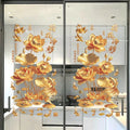 3D Koi & Golden Lotus Glass Door Sticker | Chinese PVC Decal Glass Door Decal Axl 2pcs D