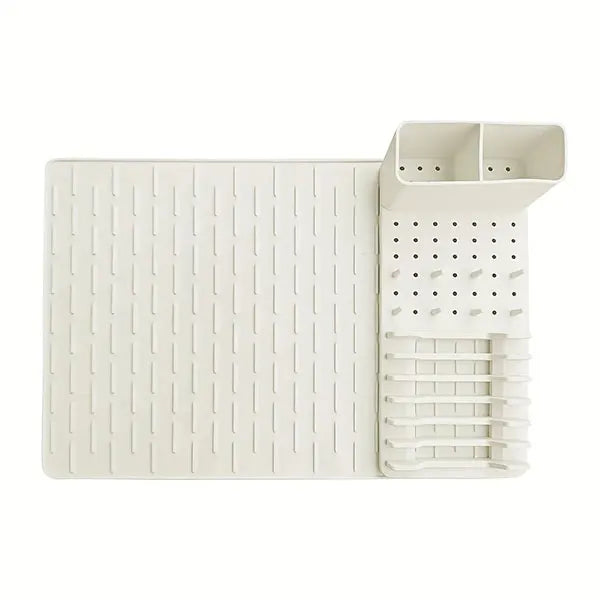 2-Pack Silicone Dish Drying Rack & Mat Set | Foldable Organizer Dish Drying Rack Set Axl White Set