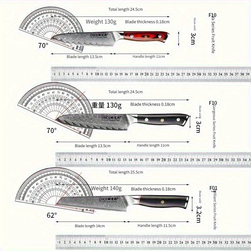 Damascus Steel Japanese Chef's Knife – 14cm Utility Kitchen Knife Damascus Chef's Knife Axl