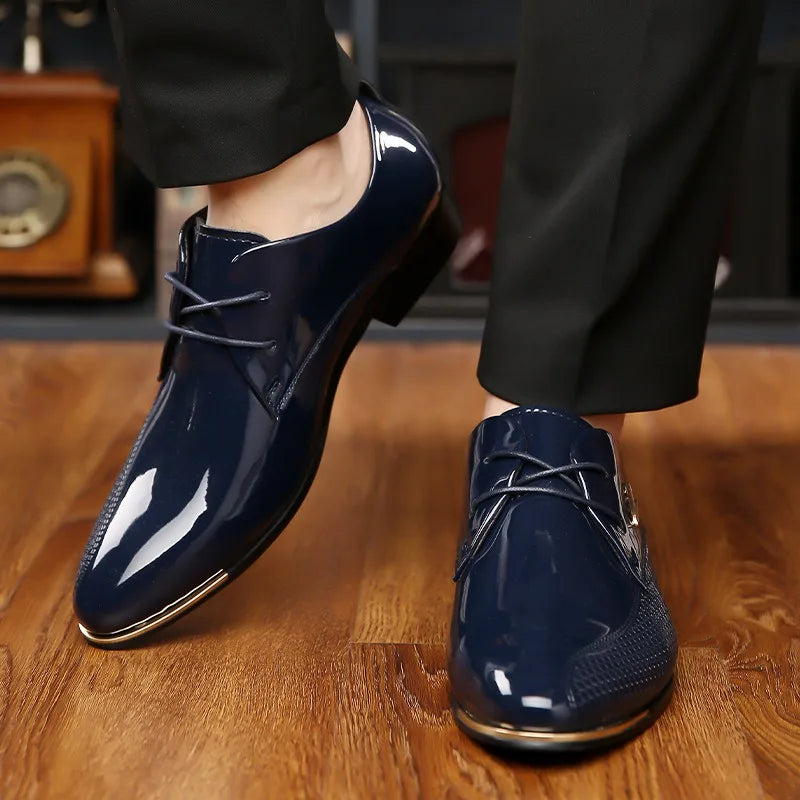 Men's Pointed-Toe Business Dress Shoes – Shiny Formal, Plus Size Men's Dress Shoes Axl