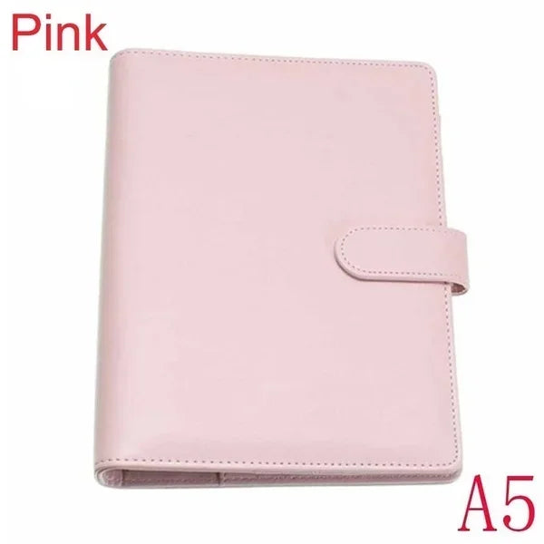 Vintage PU Leather Ring Binder Refillable Notebook Cover A5 A6 Notebook Binder Cover Axl A5 pink