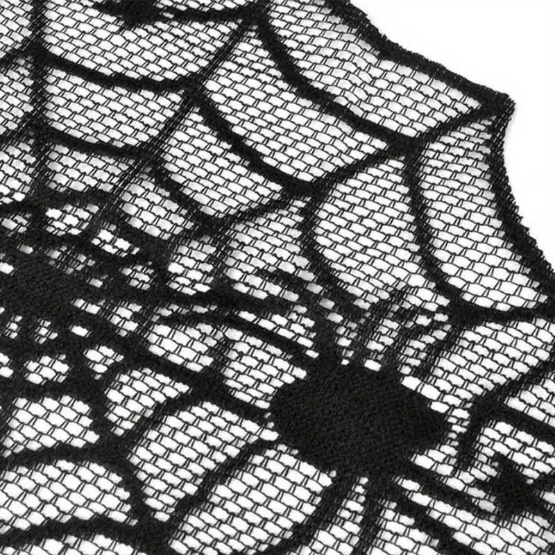 Black Lace Spider Web Table Runner – Halloween Table Decor Halloween Table Runner Axl