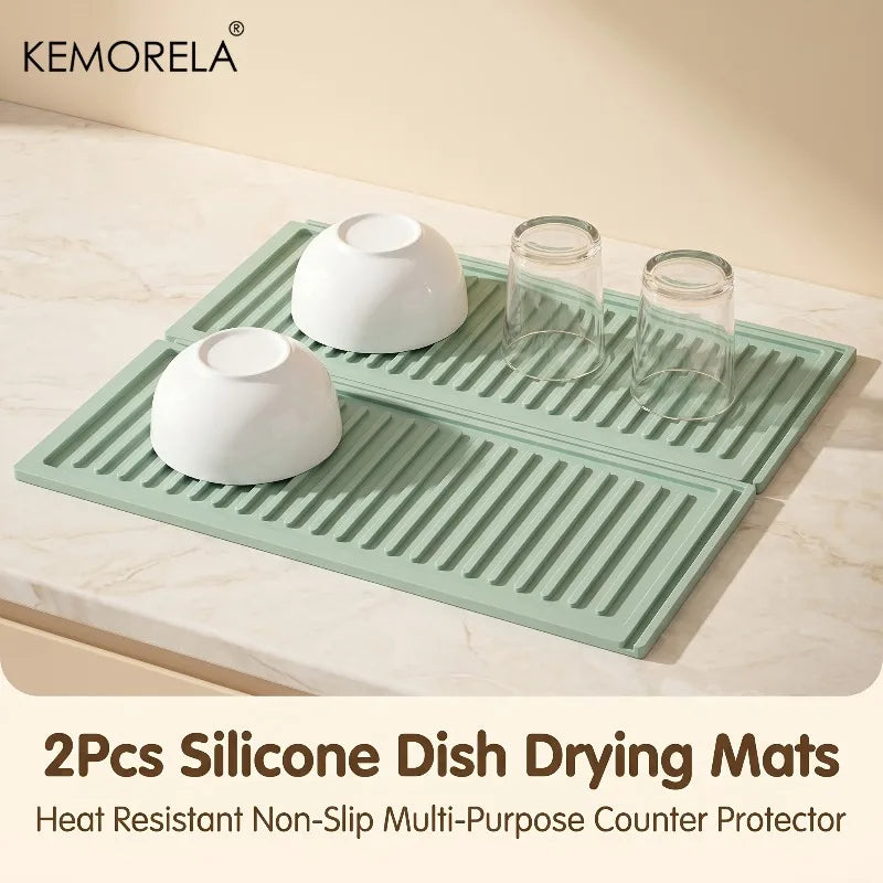 2pc Silicone Dish Drying Mats – Non-Slip & Heat Resistant Dish Drying Mat Axl