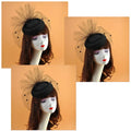 Black Veil Mini Top Hat Headband – Retro Woolen Headpiece Fascinator Headband Axl 3pcs black