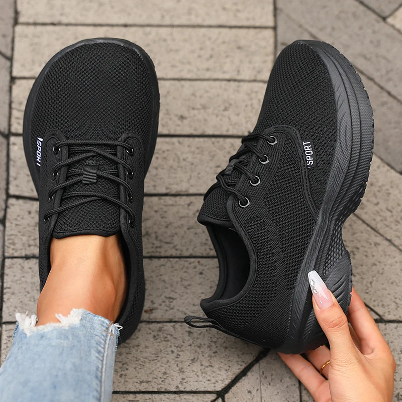ZULIWAGN Women's Wide Toe Platform Running Sneakers Platform Running Sneakers Axl All Black 36