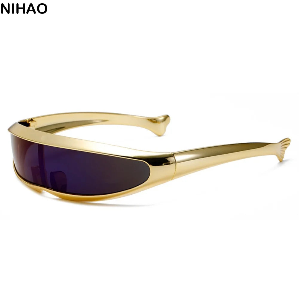 Y2K Punk One-Piece Mirror Sunglasses – Unisex Vintage Shades Vintage Sunglasses Axl
