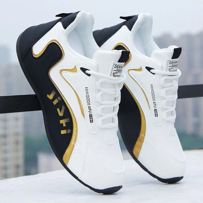YBQJOO Men's Breathable Casual Sneakers | Anti-Slip Lace-Up Men's Casual Sneakers Axl White Black 39