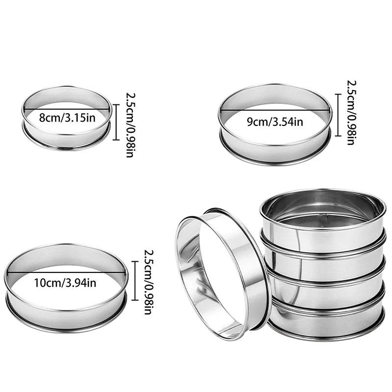Stainless Steel Muffin & Crumpet Rings 8/9/10cm | Baking Molds Baking Mold Rings Axl