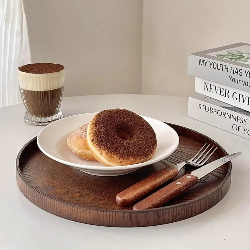 Round Wooden Serving Tray | 5 Sizes | Coffee & Breakfast Tray Wooden Serving Tray Axl