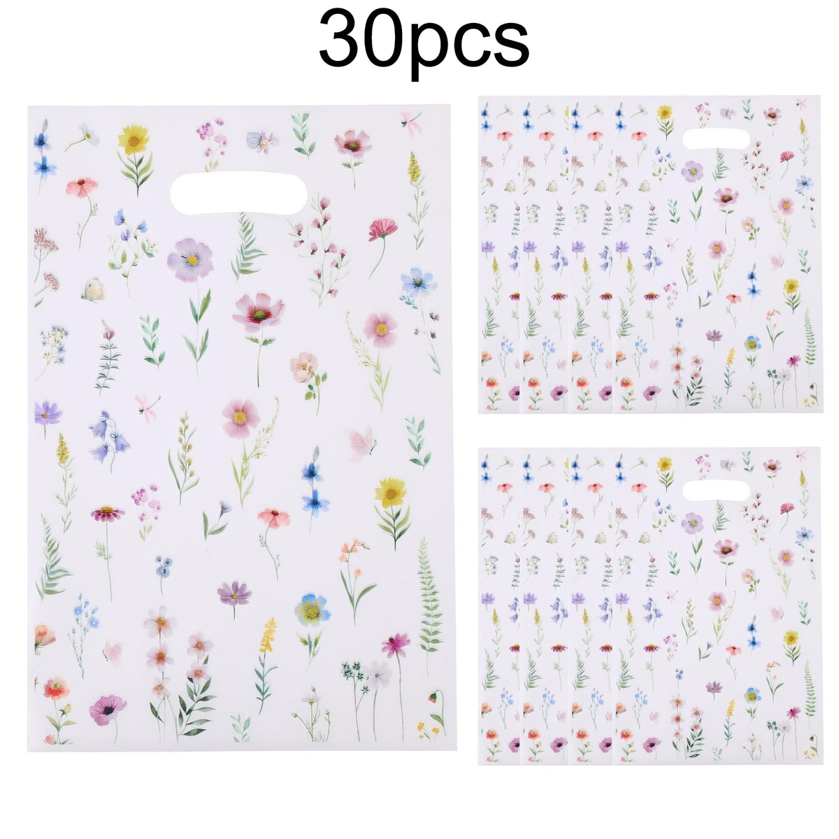 Summer Wildflower Plastic Gift Bags – Floral Butterfly Design 30/50pc Decorative Gift Bags Axl 30pcs