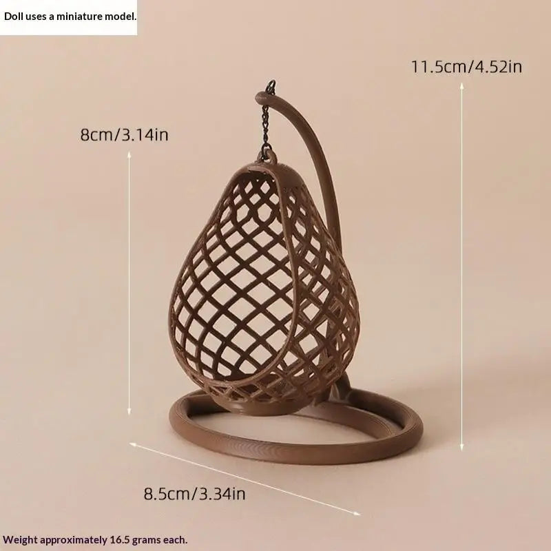 1:12 Scale Dollhouse Miniature Wicker Hanging Egg Chair Model Dollhouse Miniature Axl A1