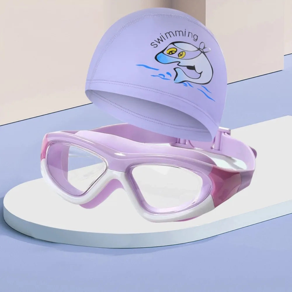 Kids Swimming Cap & Anti-Fog Goggles Set | UV Cartoon Kids Swim Set Axl Style 4