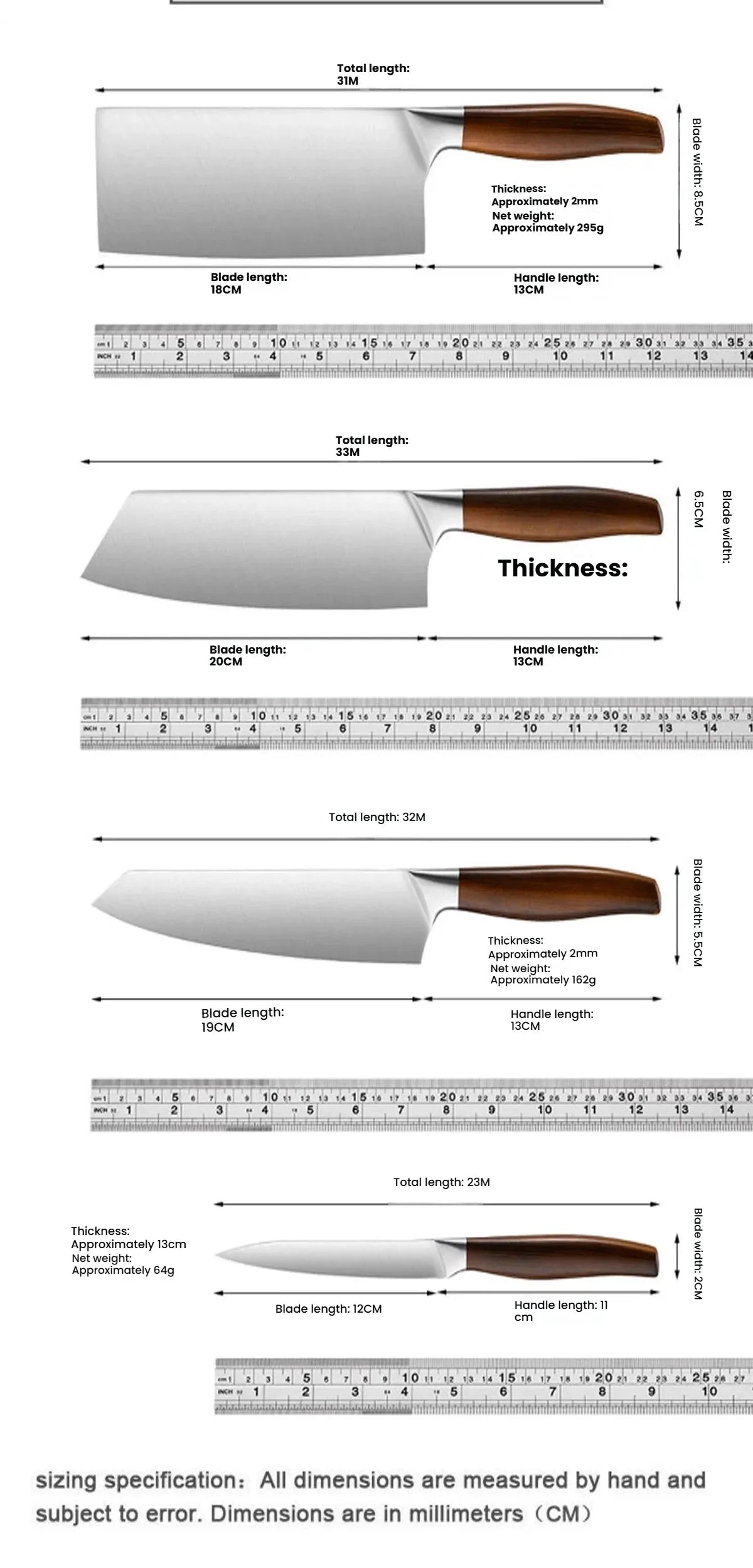 4-Piece Kitchen Knife Set – Chef, Cleaver & Slicing Knives Kitchen Knife Set Axl