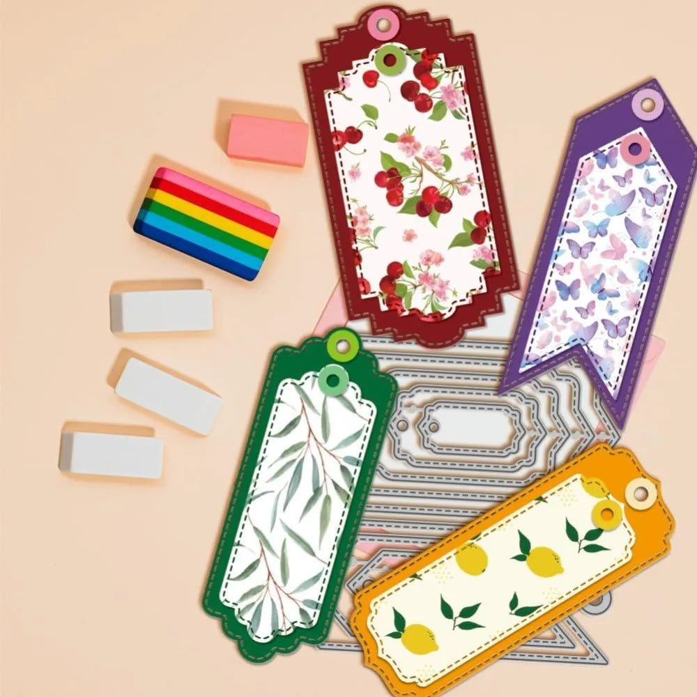 Metal Bookmark Tag Cutting Dies – Geometric Frame Scrapbook Set Craft Cutting Dies Axl