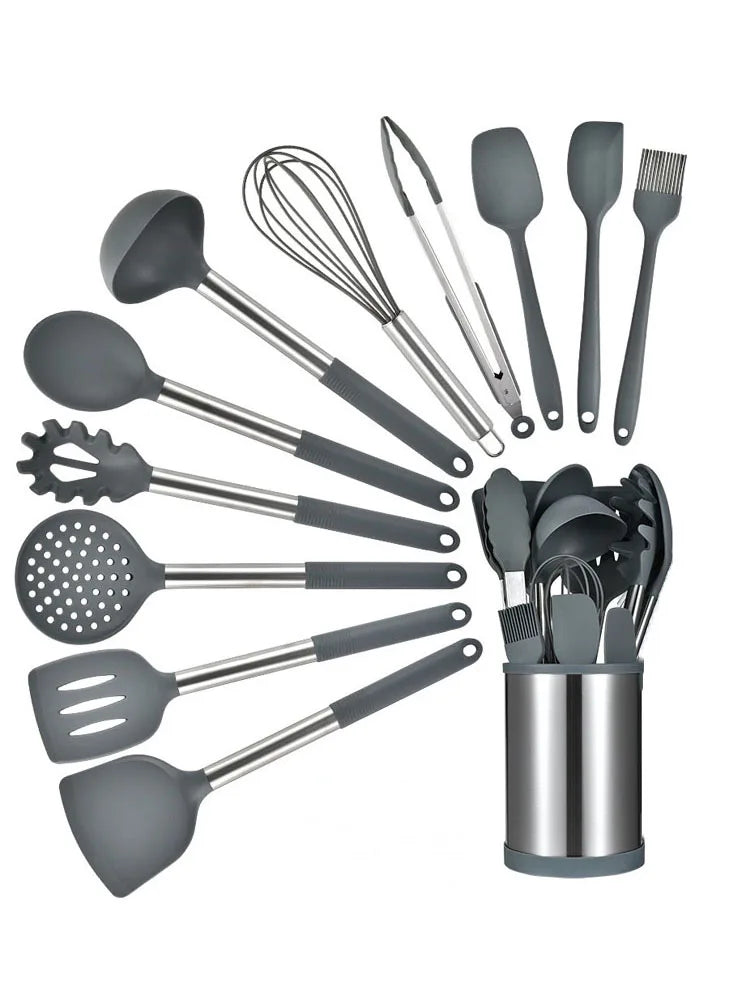 12-Piece Silicone Kitchen Utensil Set with 360° Rotating Stand Silicone Utensil Set Axl