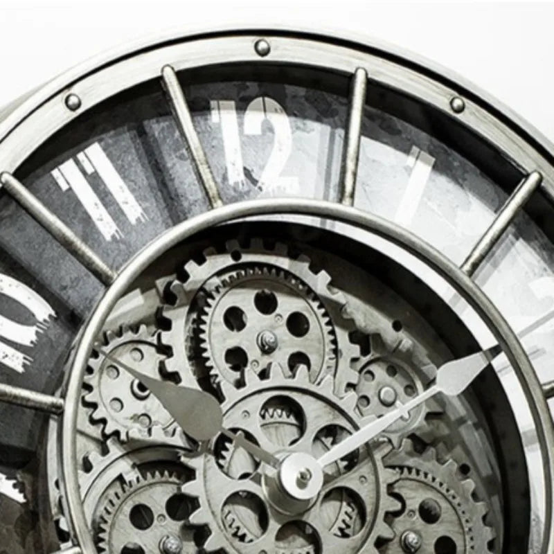Retro Industrial Gear Wall Clock – Large Silent Décor 45.5cm Decorative Wall Clock Axl
