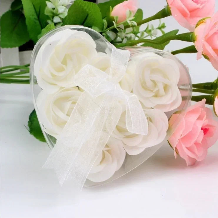 Rose Flower Soap Gift Box 6 Pcs – Wedding & Valentine's Favour Novelty Soap Gift Set Axl