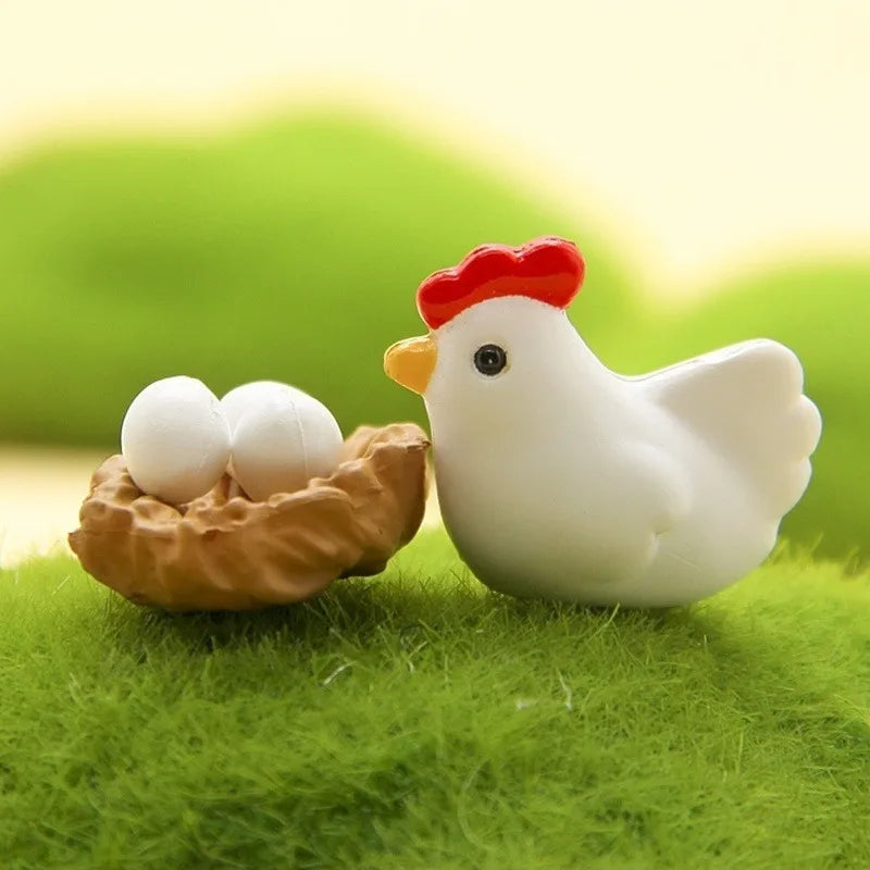 12-Piece Miniature Chicken Family Figurines – Micro Garden Decor Garden Miniature Figurines Axl