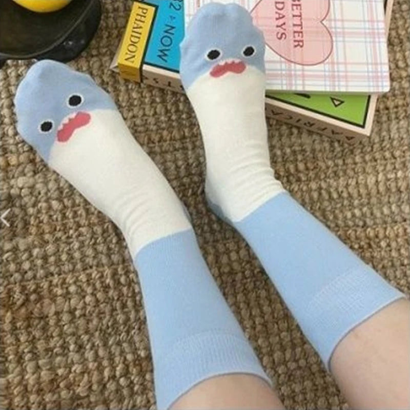 Novelty Garden Eel & Shark Mid Socks – Breathable Cotton Gift Novelty Mid Socks Axl One Size A2