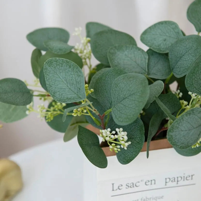Artificial Silk Eucalyptus Leaf Stems 15/30 Pcs – DIY Decor Artificial Leaf Stems Axl