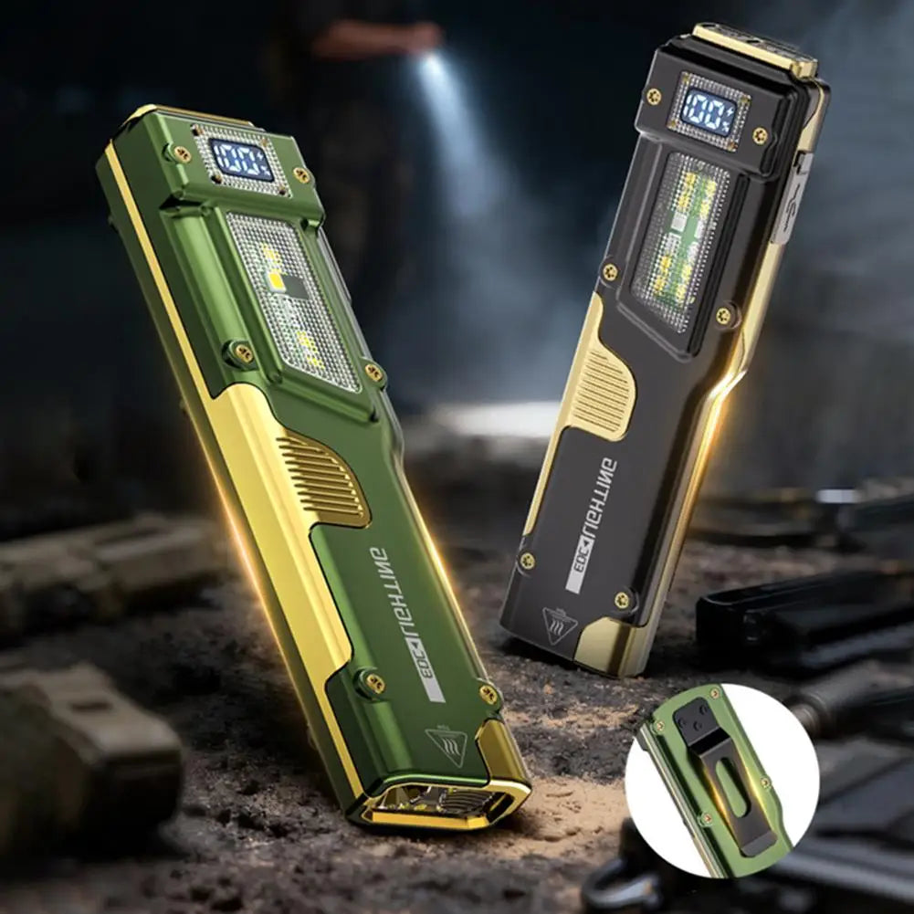 Rechargeable EDC Flat Flashlight 400-1200 Lumen Digital Display LED Tactical Flashlight Axl